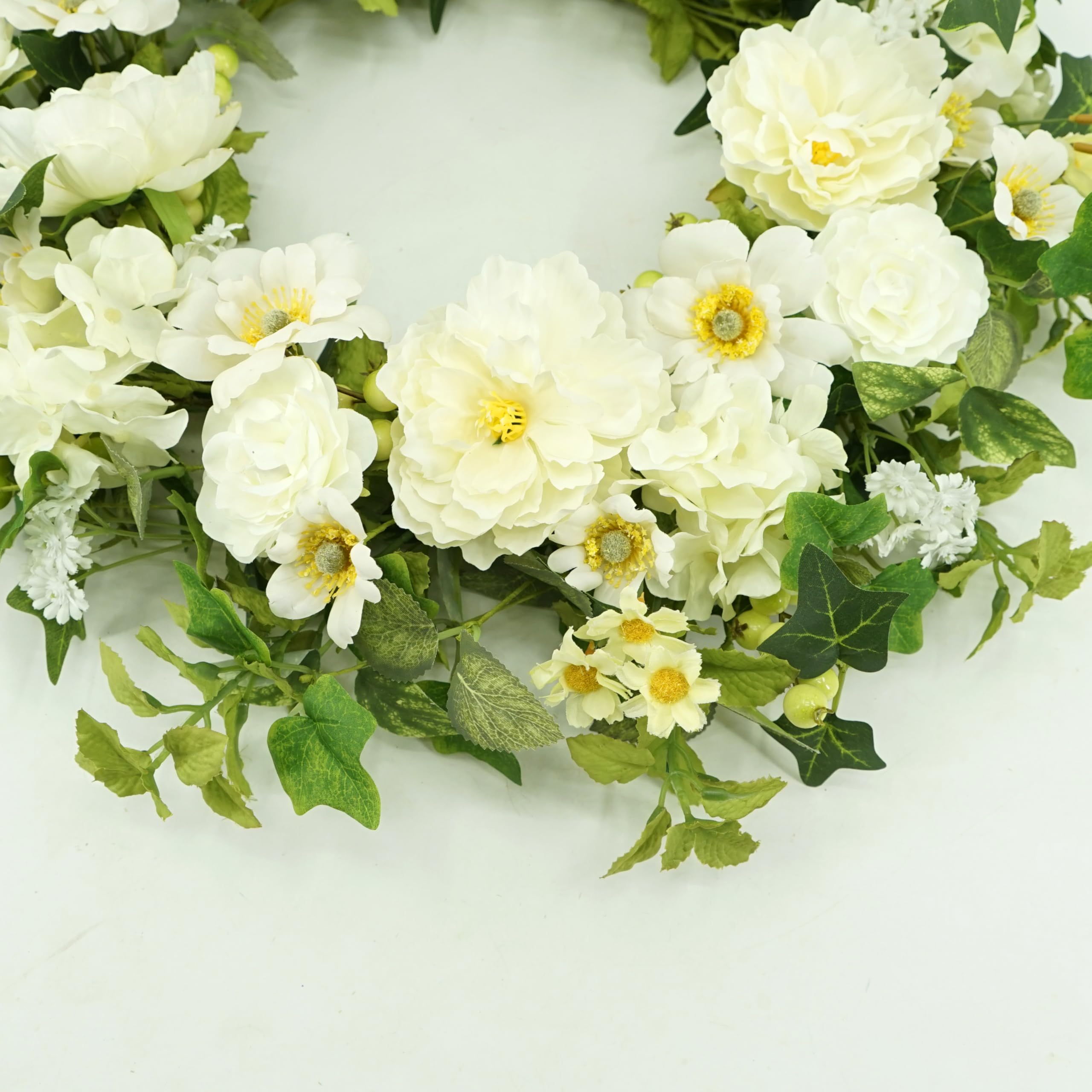 22 inch Spring Summer Wreath Tulip Wreath for Front Door with Purple Tassels, Eucalyptus Leaves, Ferns, Butterflies for Indoor Outdoor wall Festival Home Farmhouse Wedding Decor