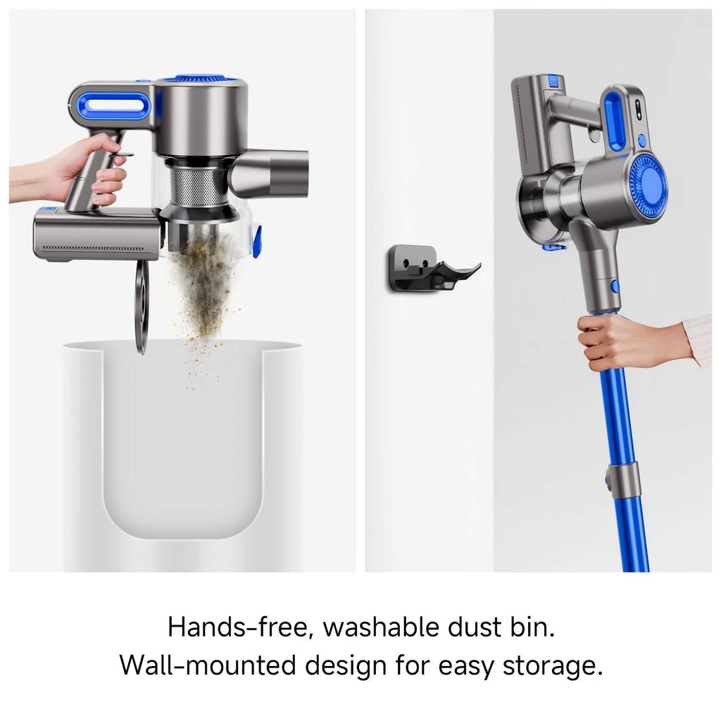 Cordless Vacuum Cleaner with LED Light & Removable Battery – Blue