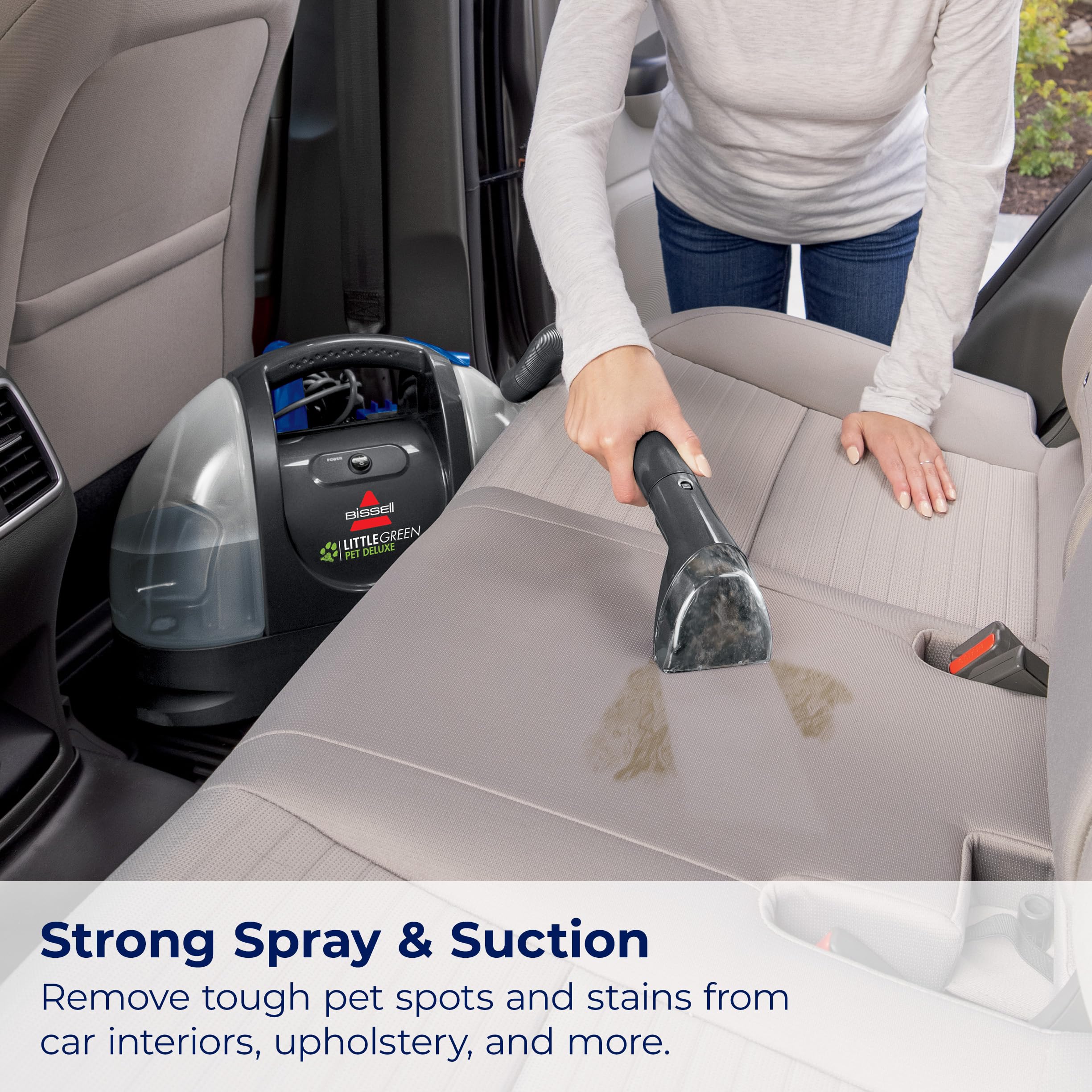 BISSELL Little Green Mini Portable Carpet and Upholstery Deep Cleaner, Car/Auto Detailer, with HydroRinse Self-Cleaning Tool and 4" Tough Stain Tool, Tea Green, 4075