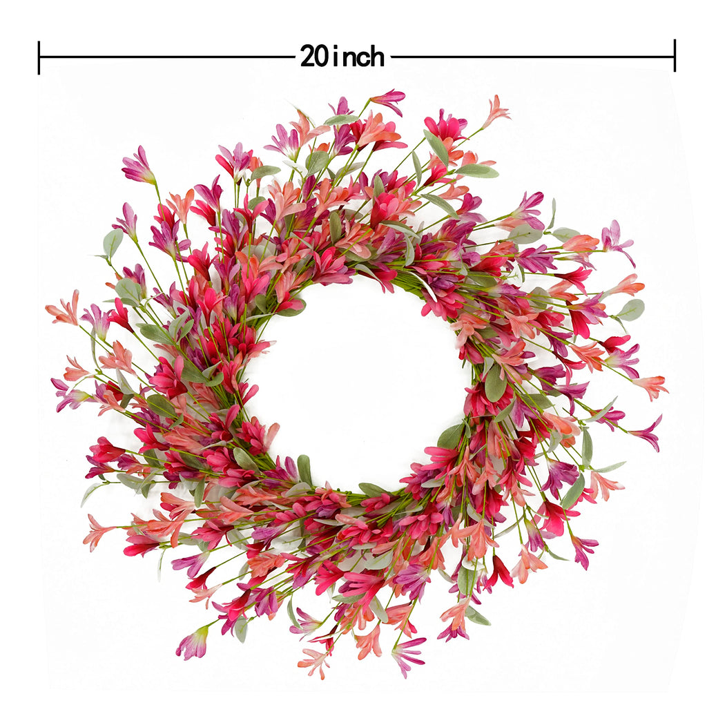 22 inch Spring Summer Wreath Tulip Wreath for Front Door with Purple Tassels, Eucalyptus Leaves, Ferns, Butterflies for Indoor Outdoor wall Festival Home Farmhouse Wedding Decor