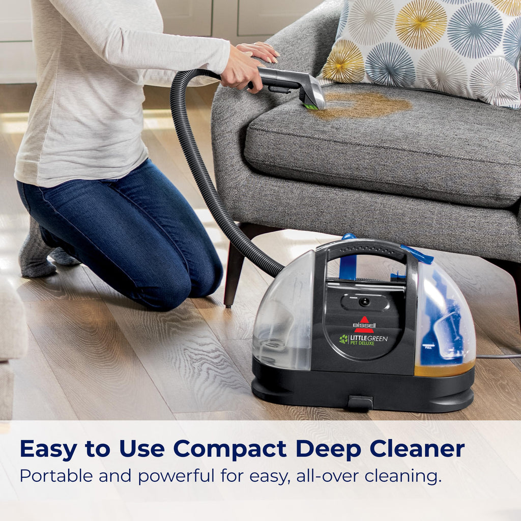 BISSELL Little Green Mini Portable Carpet and Upholstery Deep Cleaner, Car/Auto Detailer, with HydroRinse Self-Cleaning Tool and 4" Tough Stain Tool, Tea Green, 4075
