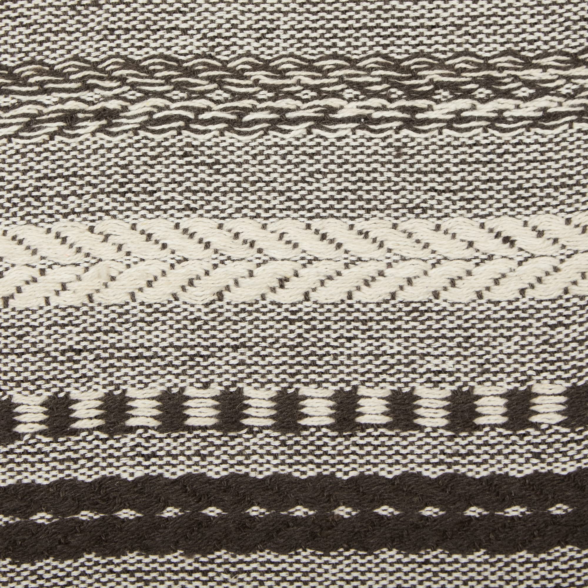 DII Farmhouse Braided Stripe Table Runner Collection, 15x72 (15x77, Fringe Included), Stone