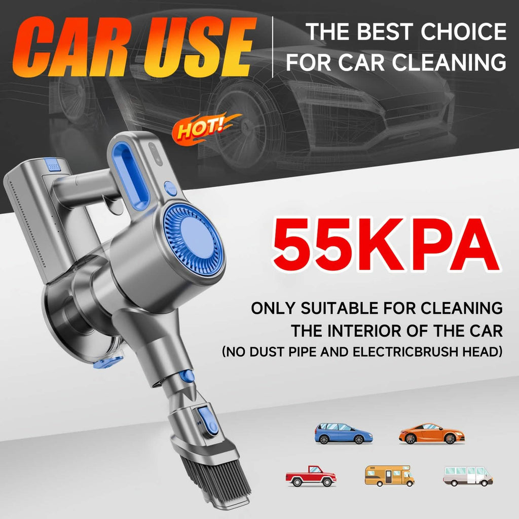 Cordless Vacuum Cleaner with LED Light & Removable Battery – Blue