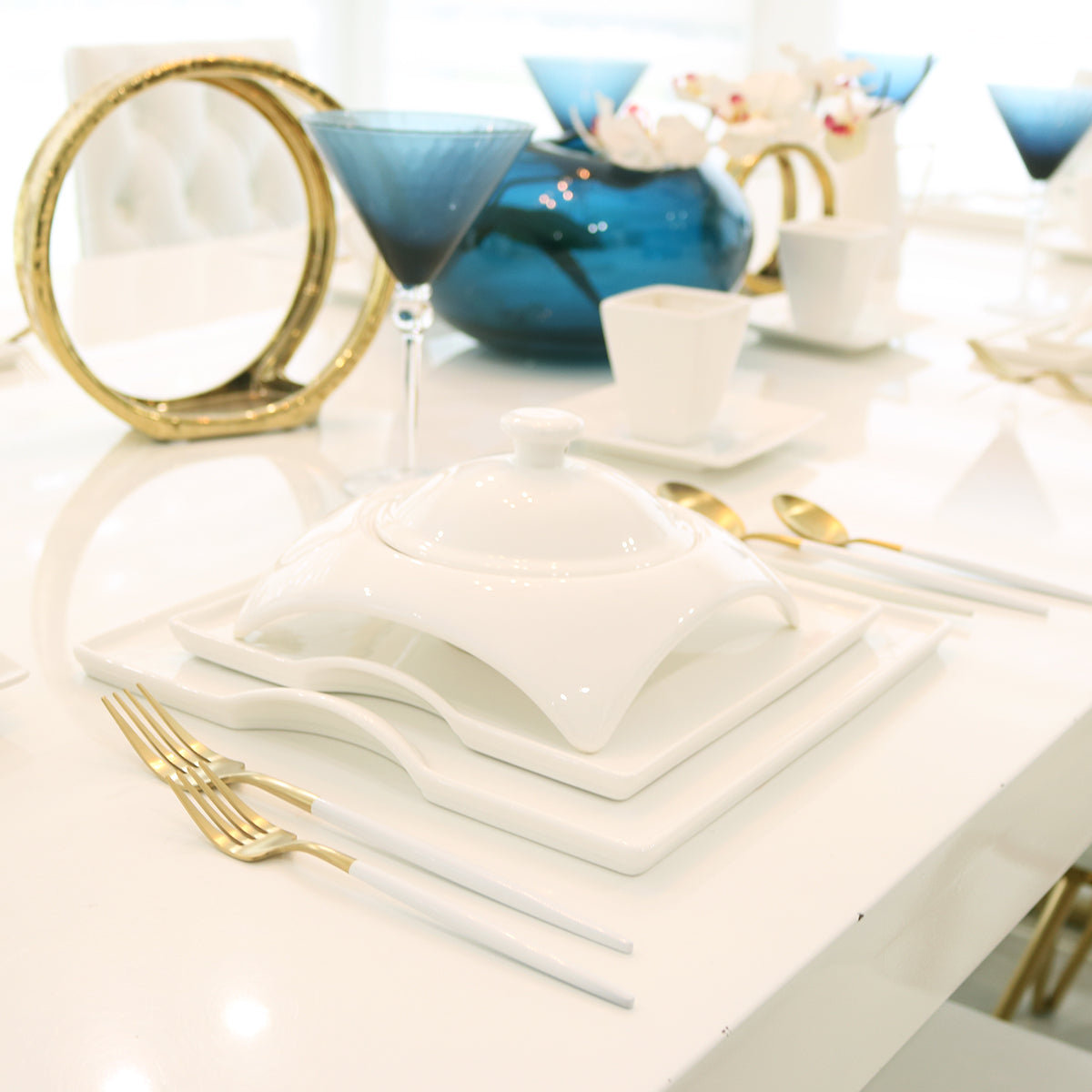 Square Porcelain Dinnerware Set